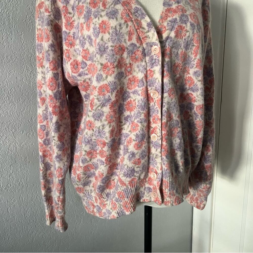 Vintage United Colors of Benetton Floral Angora Wool Blend Cardigan Sweater - Picture 3 of 9